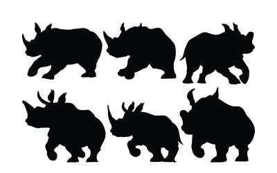 Vreedzame neushoorn lopende silhouet vector