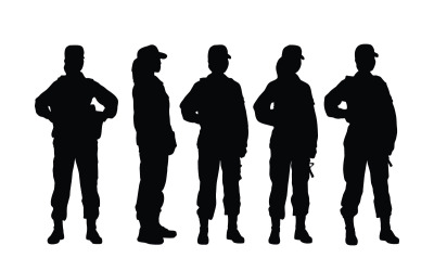 Weibliche Armee- und Soldatensilhouette