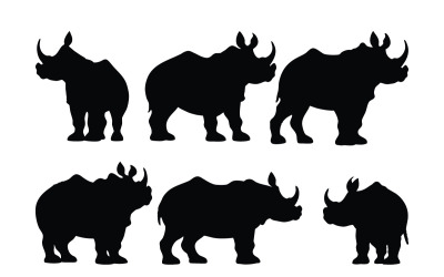 Wilder Nashorn-Ganzkörper-Silhouettenvektor