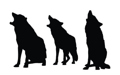 Wolves sitting silhouette set vector