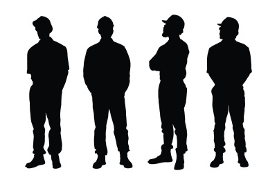 Ensemble de silhouette de travailleur de la construction masculine
