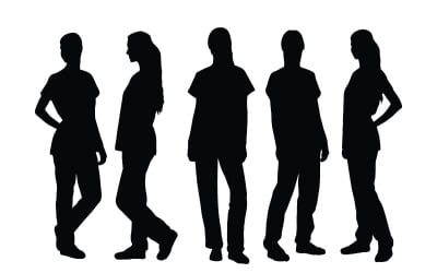 Female dentist and doctor silhouette