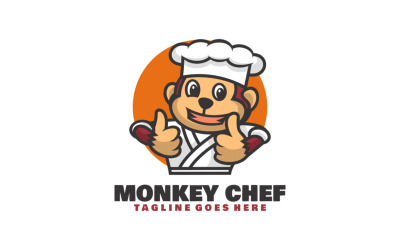 Logo de dessin animé de mascotte de chef de singe 1