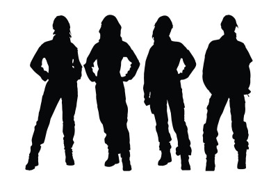 Meisje monteur model silhouet vector