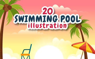 20 Schwimmbad-Vektor-Illustration