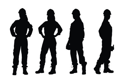 Weibliches Maurer- und Arbeitersilhouettenset