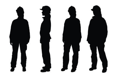 Woman firefighters silhouette bundle