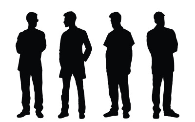 Médicos masculinos de pie vector silueta