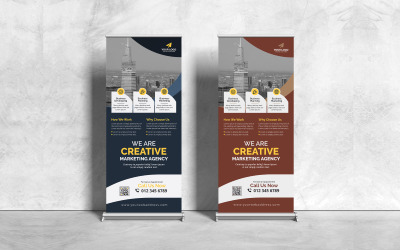 Modelo de design de banner de roll-up de negócios corporativos criativos e exclusivos