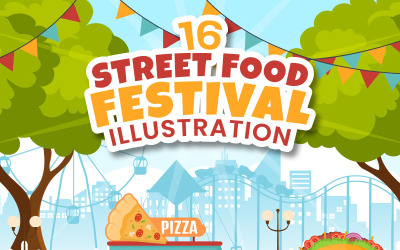 16 Illustration de l&amp;#39;événement du festival de la cuisine de rue
