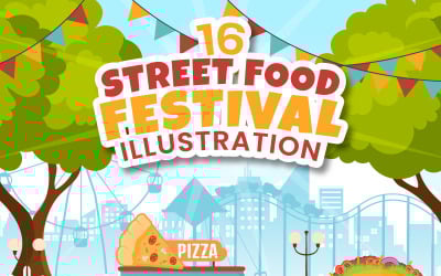 16 Illustrazione dell&amp;#39;evento del festival del cibo di strada