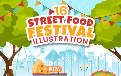 16 Ilustração do Evento do Festival de Comida de Rua
