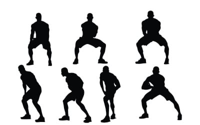 Male sports player silhouette set vector