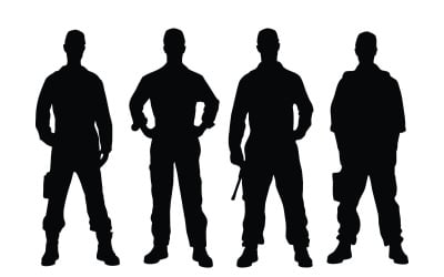 Mechanic man standing silhouette vector