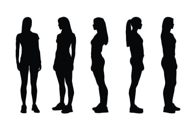 Modèle féminin et silhouette d&amp;#39;acteur set vector