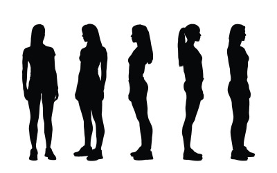 Modelo femenino y silueta de actor set vector
