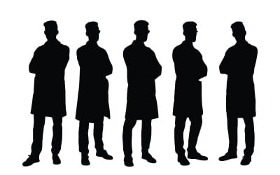 Scientist wearing apron silhouette set