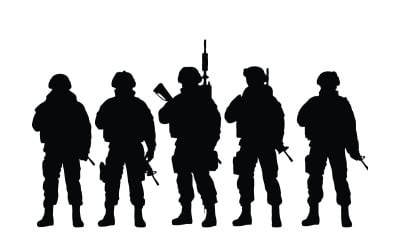 Soldier standing silhouette collection