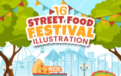 16 Street Food Fesztivál rendezvény illusztráció