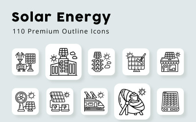 Iconos de contorno únicos de energía solar