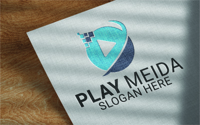 Reproducir plantilla de diseño de logotipo de vector de negocio de medios