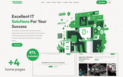Techida - İşletme Hizmetleri Şirketi - BT Çözümleri Çok Amaçlı Duyarlı Web Sitesi Şablonu
