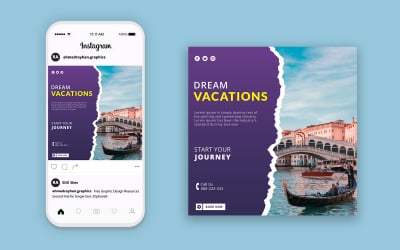 Travel agency advertisement social media post design volume 07