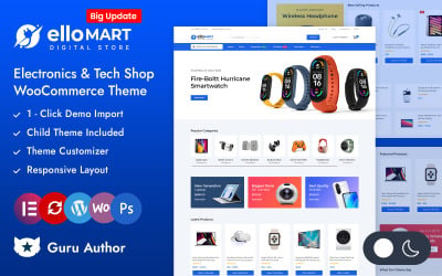 Ellomart – Адаптивна тема WooCommerce Elementor Store електроніки та цифрових товарів