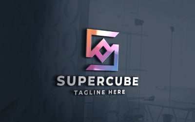 Modèle de logo Super Cube Lettre S Pro