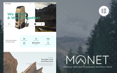 Monet – lezení, divoký život a fotografie WordPress téma