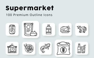 Supermarket unika disposition ikoner