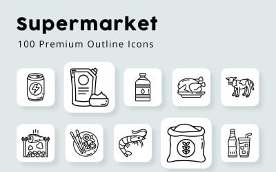 Supermarket Unique Outline Icons