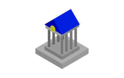 Vector isometric bank on white background