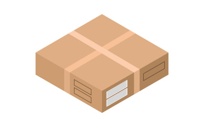 Colored and illustrated isometric box on a  background