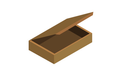 Caja isométrica sobre un fondo marrón.