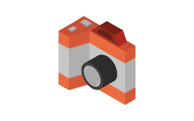 Cámara isométrica coloreada en vector sobre un fondo