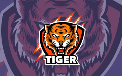 Tijgerkop mascotte-logo voor gaming en sport