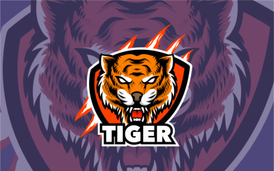 Tijgerkop mascotte-logo voor gaming- en sportsjabloon