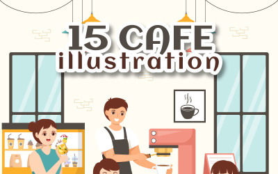 15 Cafe Vector Illustration