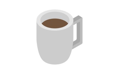 Illustrerad och färgad isometrisk kaffekopp en på vit bakgrund