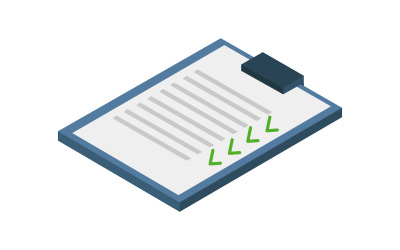 Illustrerad isometrisk checklista en på vit bakgrund