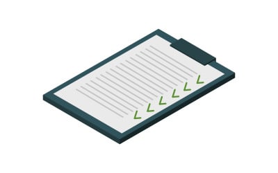 Isometrisk checklista en på vit bakgrund