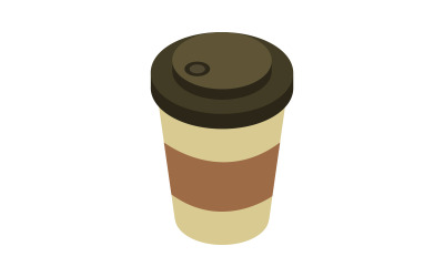 Vektoriserad och färgad isometrisk kaffekopp på vit bakgrund
