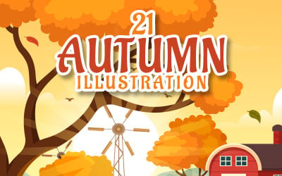 21 Ilustração Vetorial Panorâmica de Outono