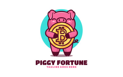 Piggy Fortune Mascot Cartoon Logo