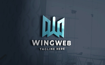 Modèle de logo Wing Web Letter W Pro