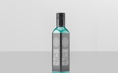 Стеклянная бутылка - макет квадратной стеклянной бутылки 2