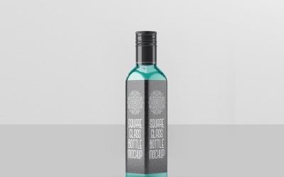 Szklana butelka - makieta kwadratowej szklanej butelki 2