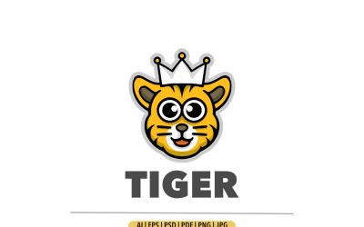 Logo de mascotte de roi tigre mignon
