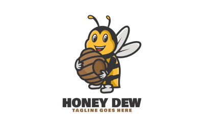 Logotipo de dibujos animados de mascota de rocío de miel